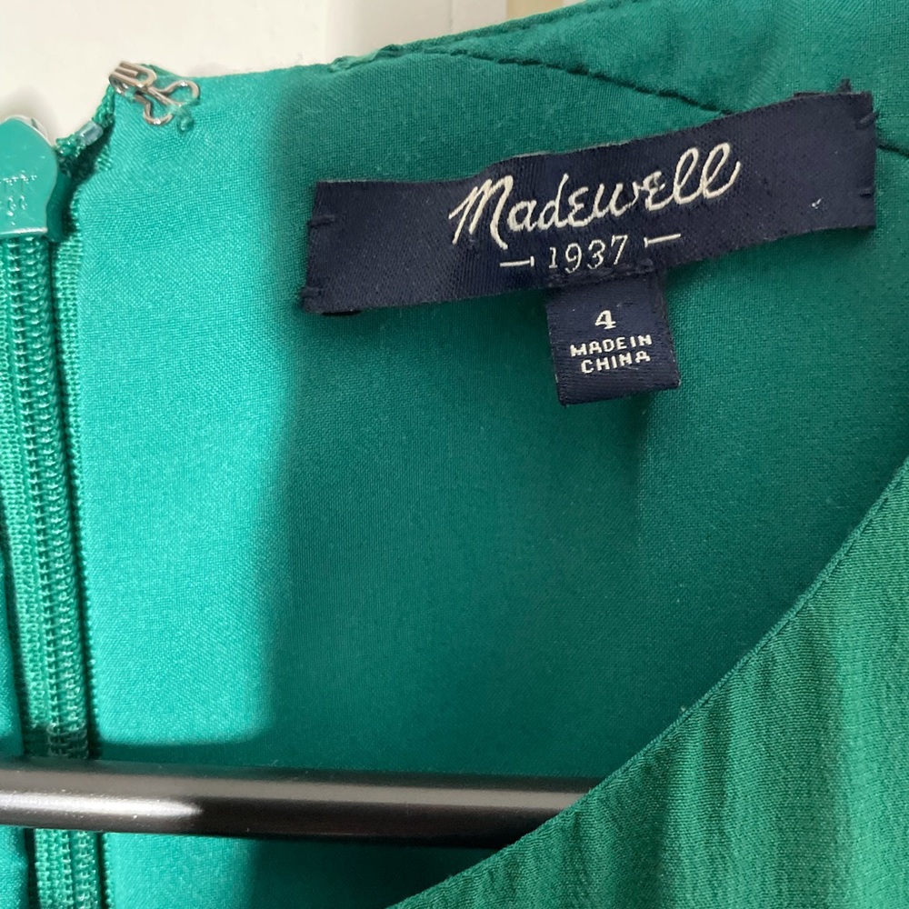 Madewell Green 100% Silk Fully Lined Mini Dress size 4 - Picture 3 of 8